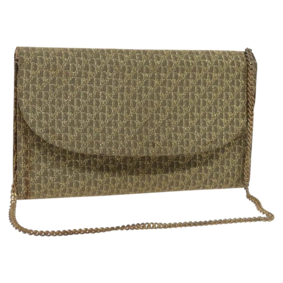 Dior Trotter Canvas Chain Shoulder Bag Gold, Women's
