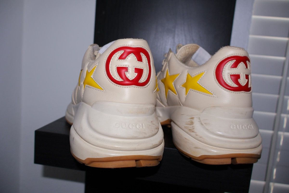 Gucci Gucci Rhyton Leather Star Sneakers – Cream / Yellow Size US 8.5 / EU 41-42 - 4 Thumbnail