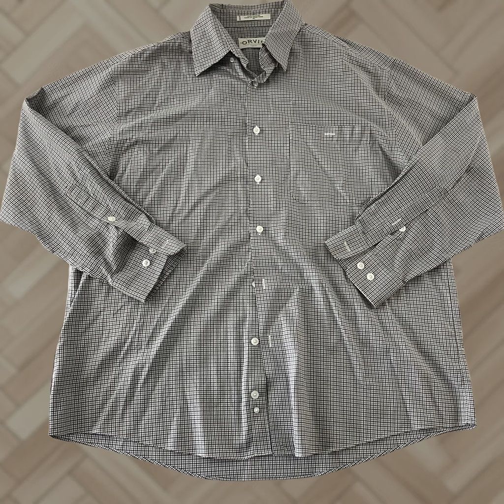 Orvis Orvis Plaid Long Sleeve Button-Up Shirt Men XL Black Gray Buttoned Front Pocket Cotton Size US XL / EU 56 / 4 - 1 Thumbnail
