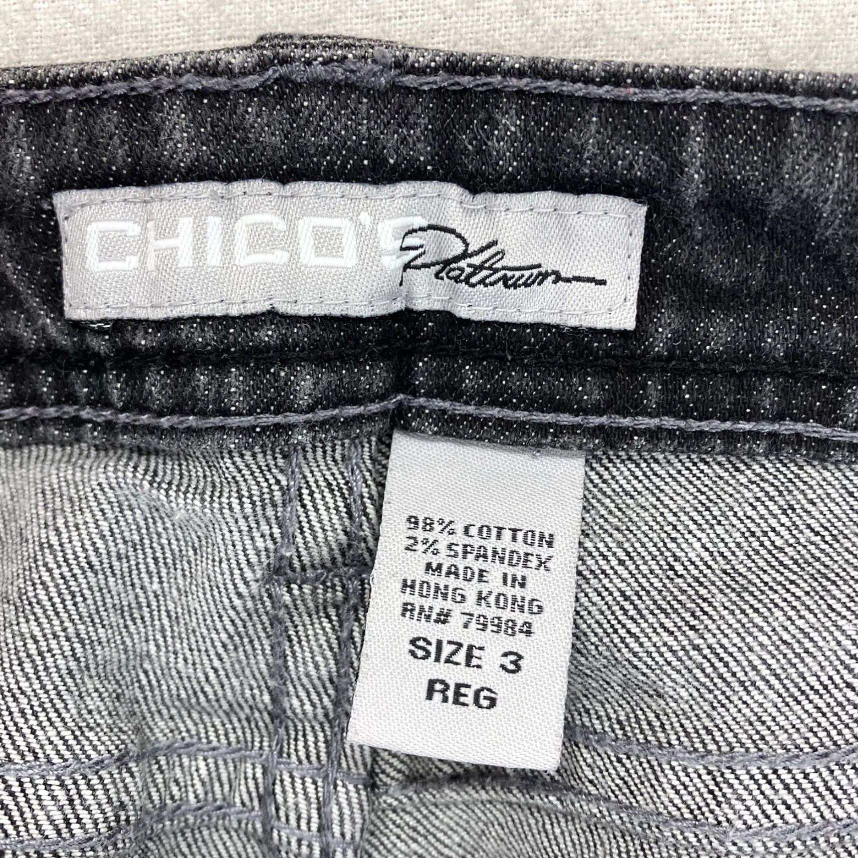 Vintage VINTAGE Chico's Platinum Women's Straight Jeans Size 3 36x32 Gray 90s Retro Bohemian Size 26" / US 2 / IT 38 - 3 Thumbnail