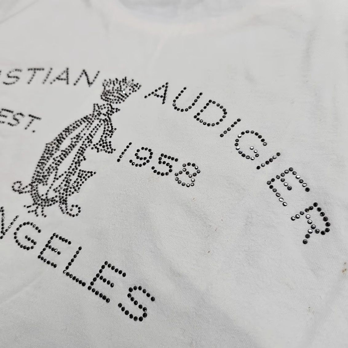 Vintage Christian Audigier Designer Tee Adult Large White Studded Graphic Shirt Men Size US L / EU 52-54 / 3 - 5 Thumbnail