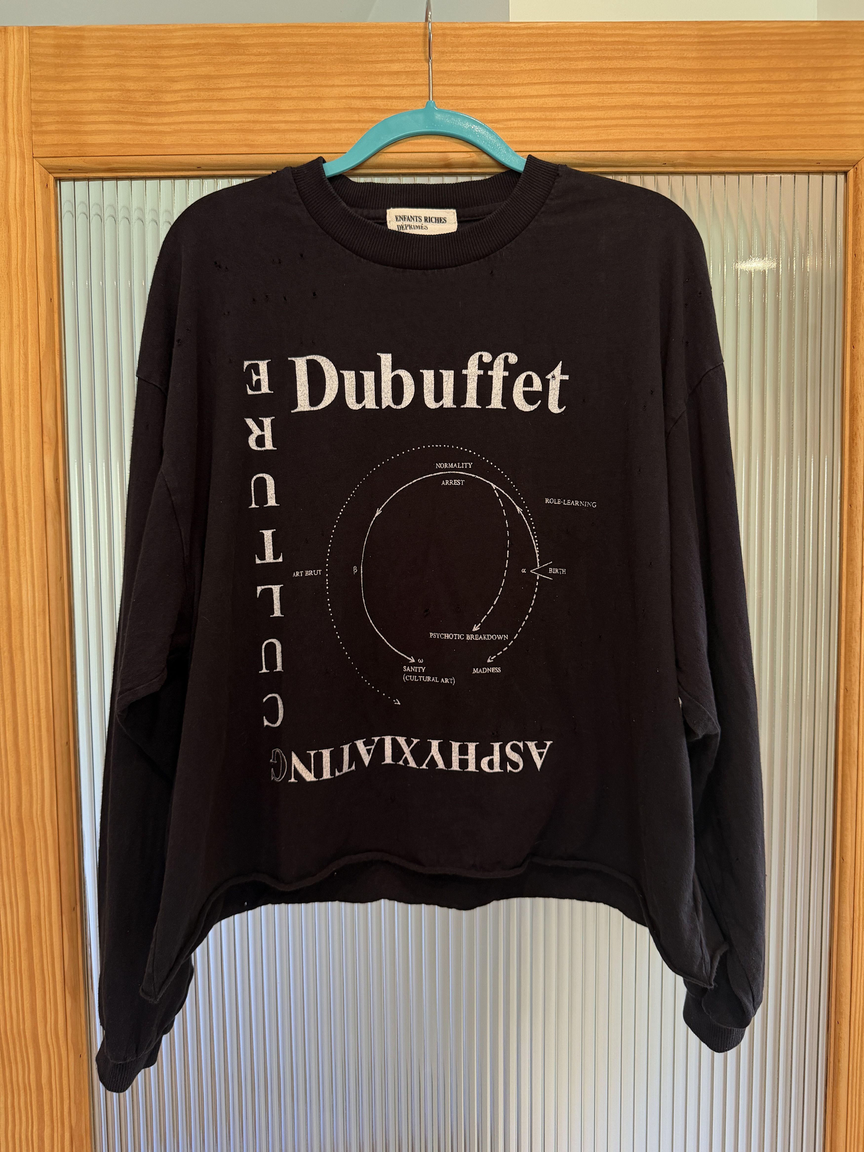 Black Distressed Dubuffet Printed Long Sleeve T-Shirt