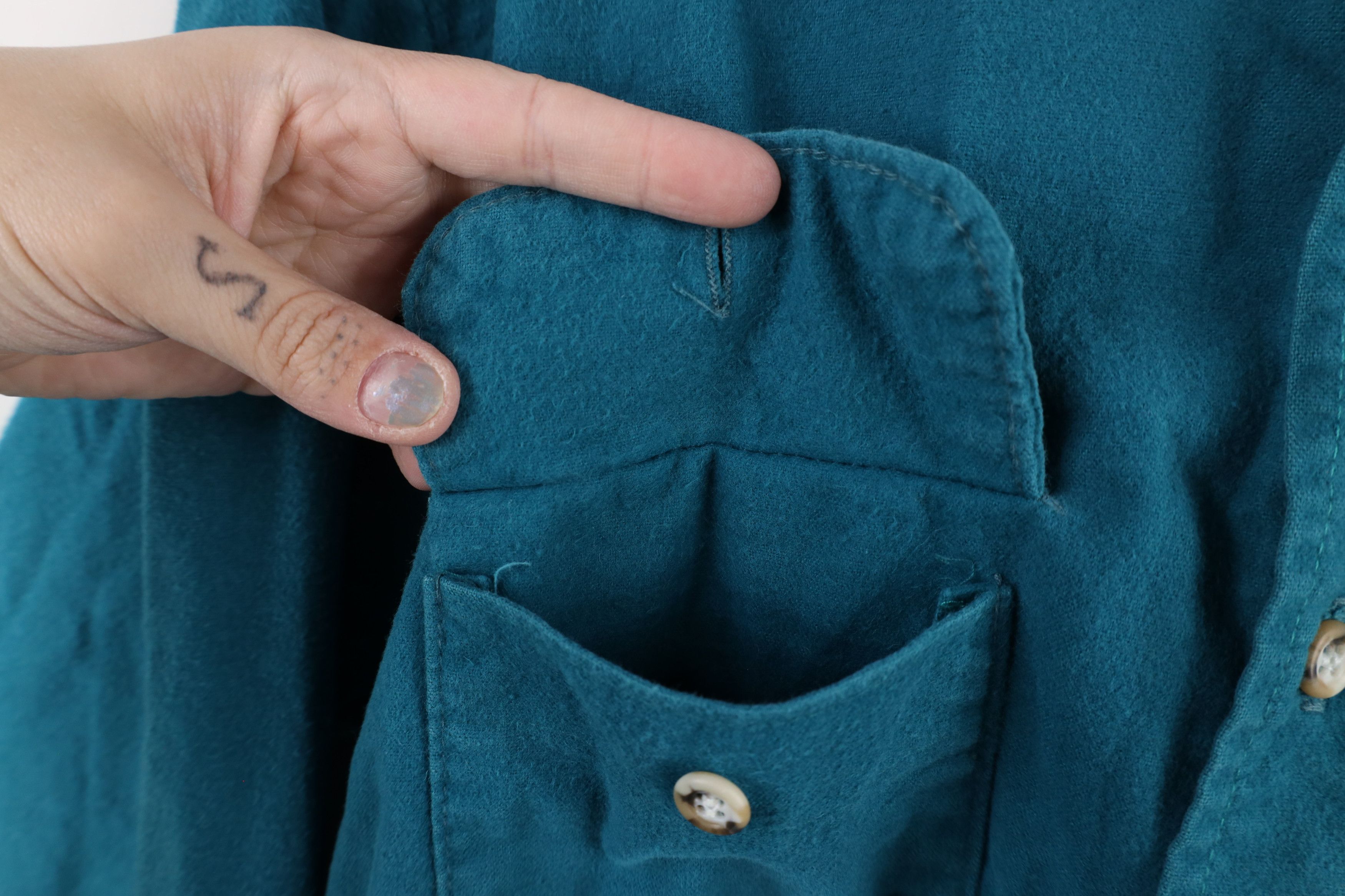 FiveBrother × Vintage Vintage 90s Five Brother Chamois Cloth Button Shirt Teal Size US M / EU 48-50 / 2 - 4 Thumbnail