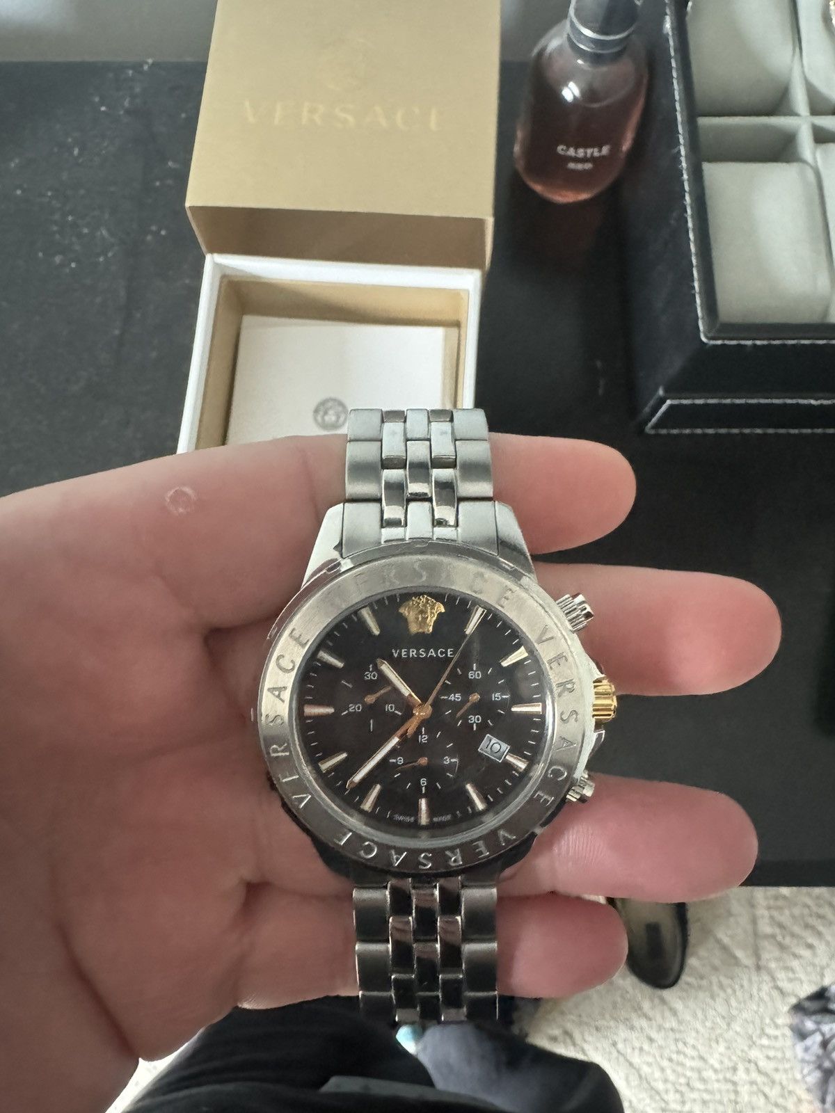 Versace Versace Signature Chronograph black silver Steel Men's Watch Size ONE SIZE - 2 Thumbnail