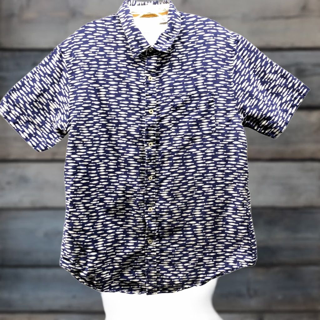 Vintage Rebel James & Charli Fish Print Shirt Mens L Cotton Linen Short Sleeve Button Size US L / EU 52-54 / 3 - 1 Thumbnail
