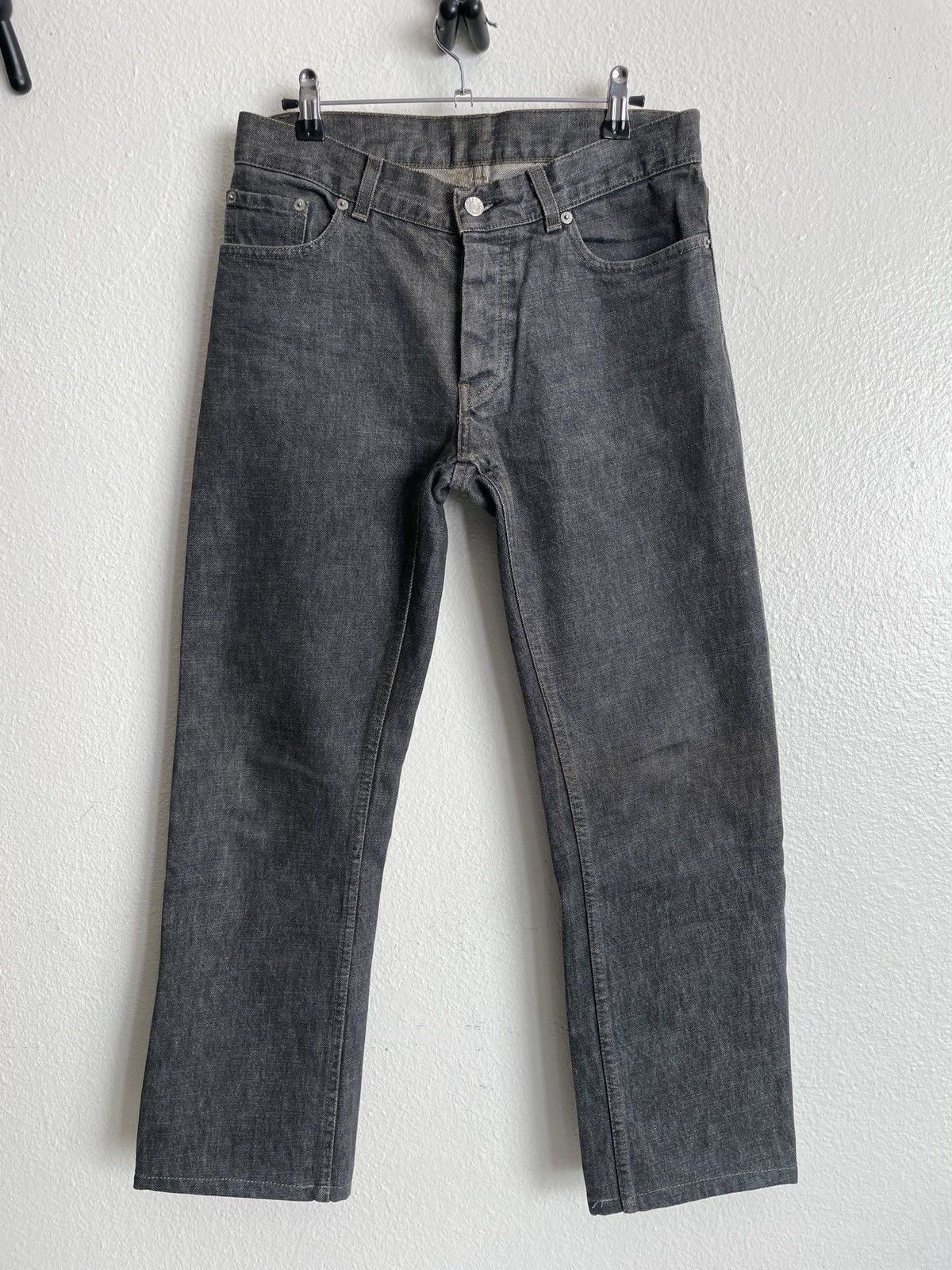helmut lang grey raw denim 'classic cut' jeans