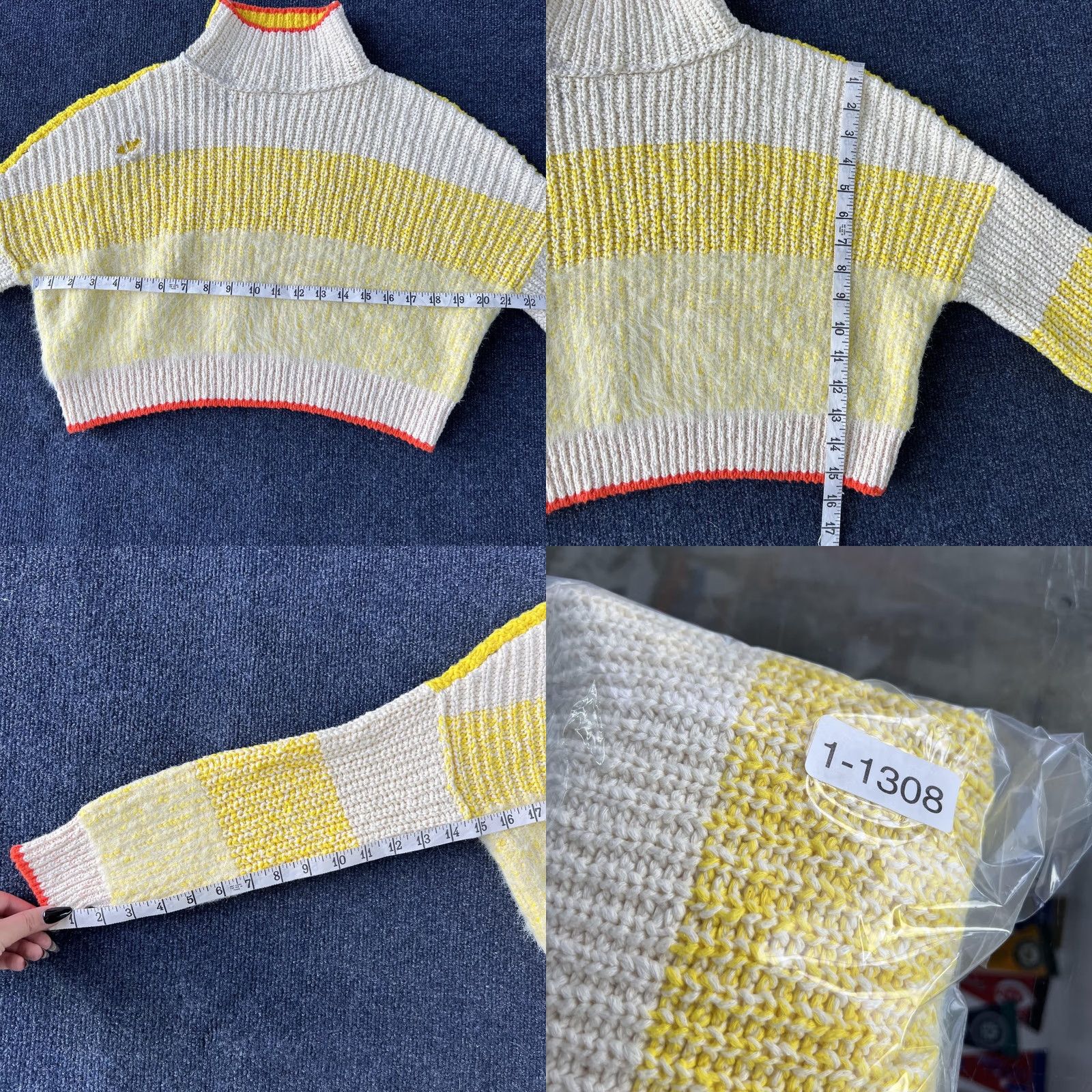 Free People Free People Sweater Womens XS Yellow White Striped Mock Neck Cropped Rib Knit Size XS / US 0-2 / IT 36-38 - 8 Thumbnail