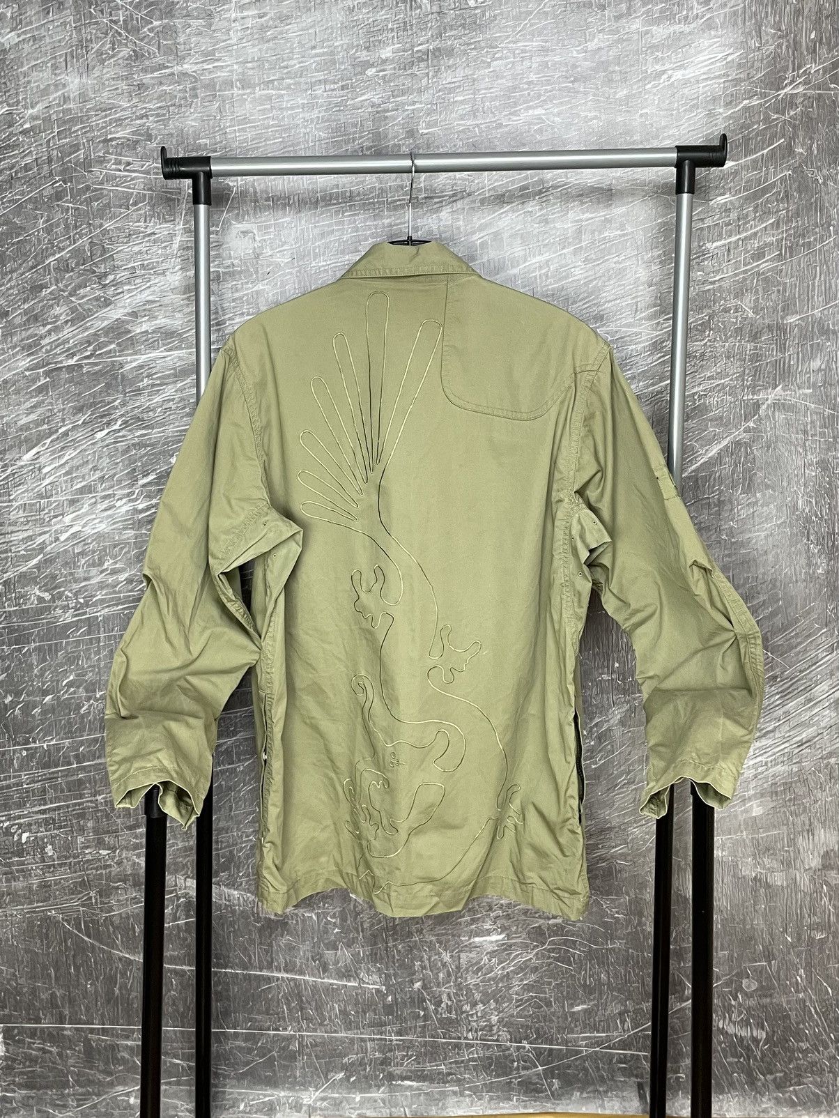 image of Maharishi Military Tactical Jacket Overshirt Big Logo in Olive, Men's (Size Large)