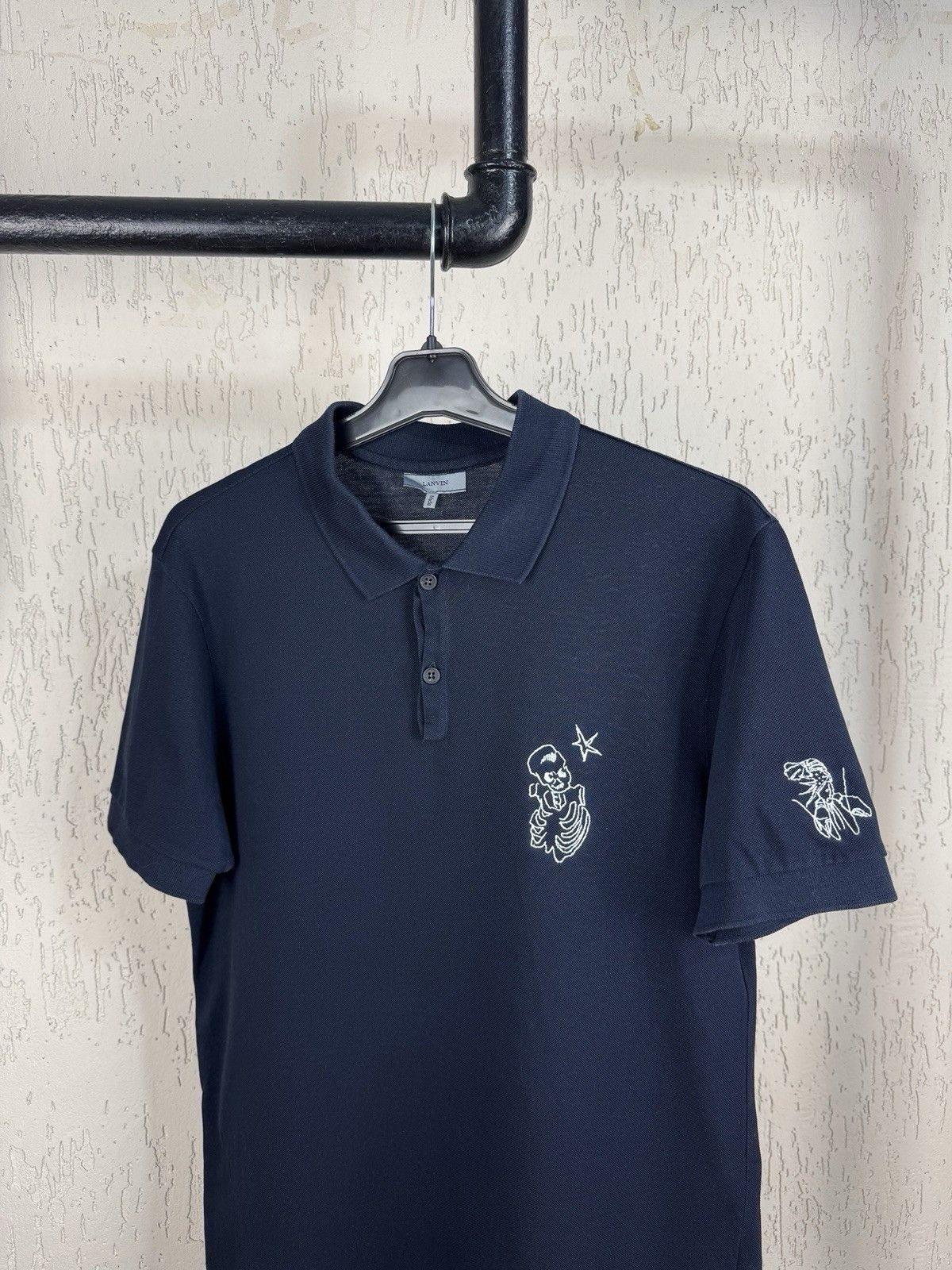 Lanvin Lanvin Polo T-Shirt Navy Blue Skull Logo Size US M / EU 48-50 / 2 - 2 Thumbnail