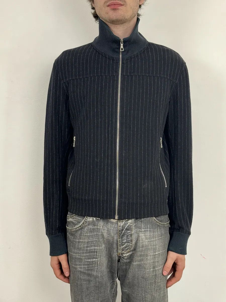 Dries Van Noten Dries Van Noten Dark Wool Striped Zip-up Jacket Size US S / EU 44-46 / 1 - 1 Thumbnail