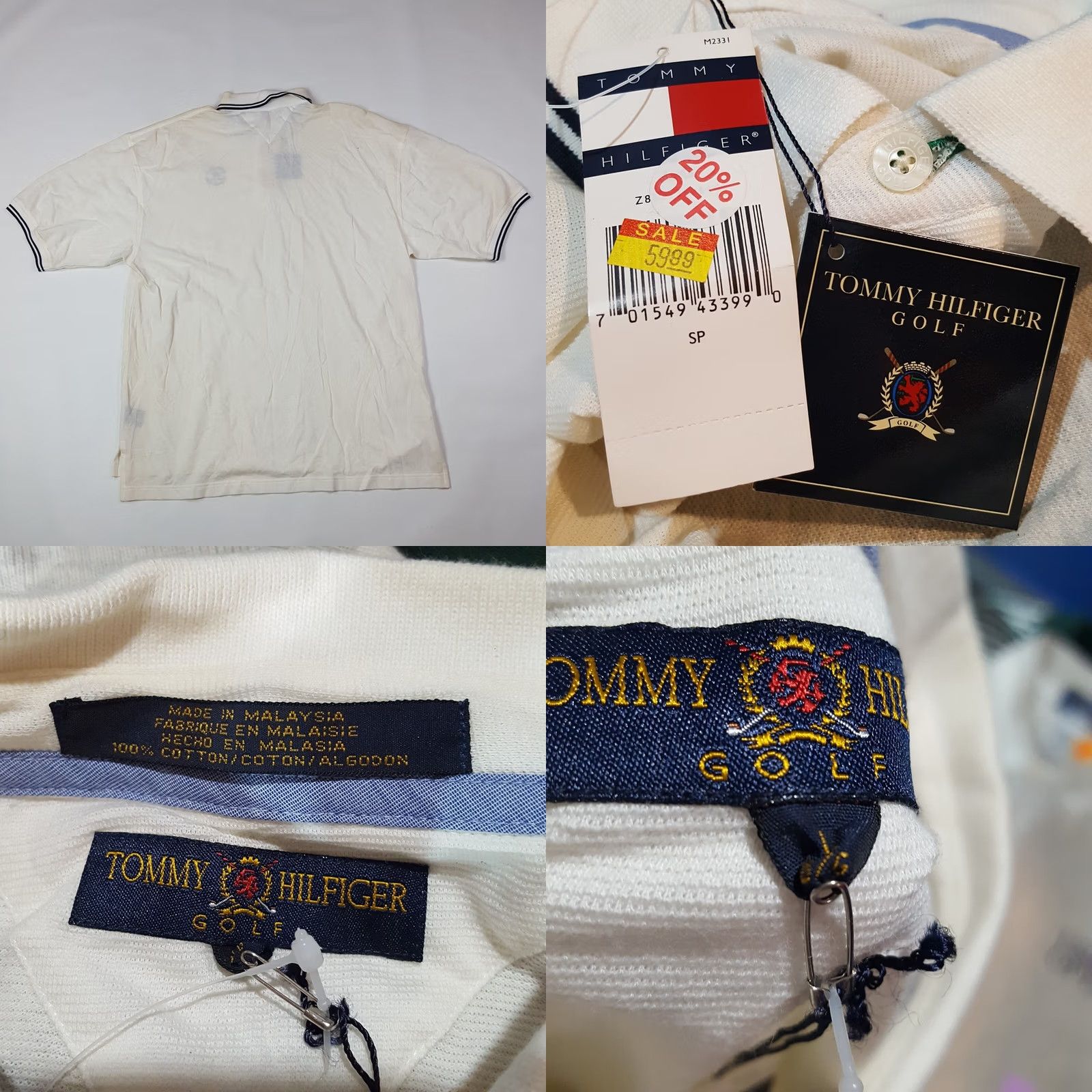 Tommy Hilfiger VINTAGE Tommy Hilfiger Golf Polo Shirt Mens L White Short Sleeve Casual 90s Retro VTG Polo Shirt Size US L / EU 52-54 / 3 - 8 Thumbnail