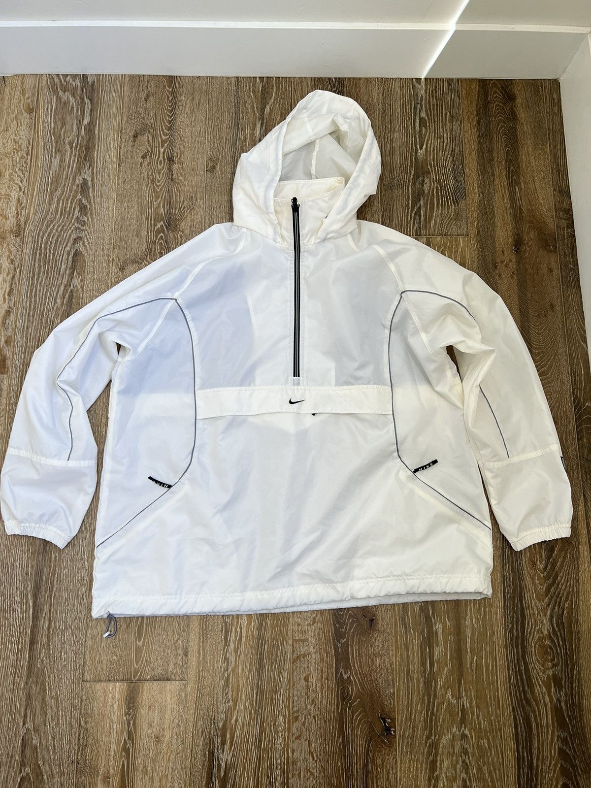 image of Y2K Nike Windbreaker Anorak Jacket in White, Men's (Size 2XL)