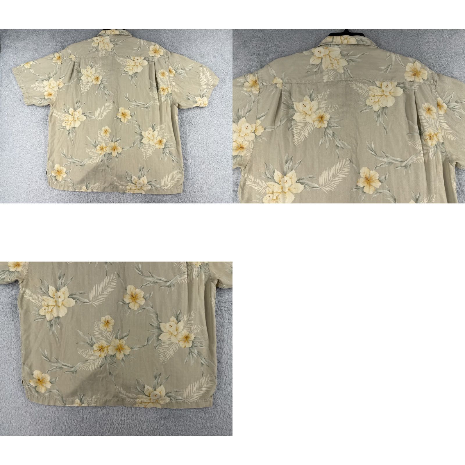 Tommy Bahama Tommy Bahama Shirt Men XL Beige Floral Herringbone 100% Silk Hawaiian Button-Up Short Sleeve Size US XL / EU 56 / 4 - 9 Thumbnail