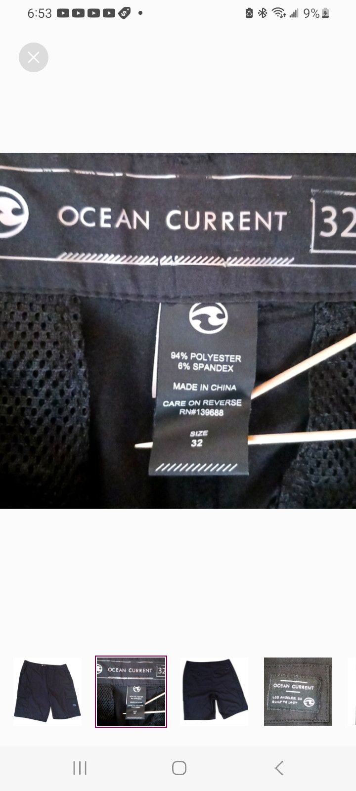 Ocean Current Ocean Current LA Men's Black Swim Shorts Size US 32 / EU 48 - 2 Thumbnail