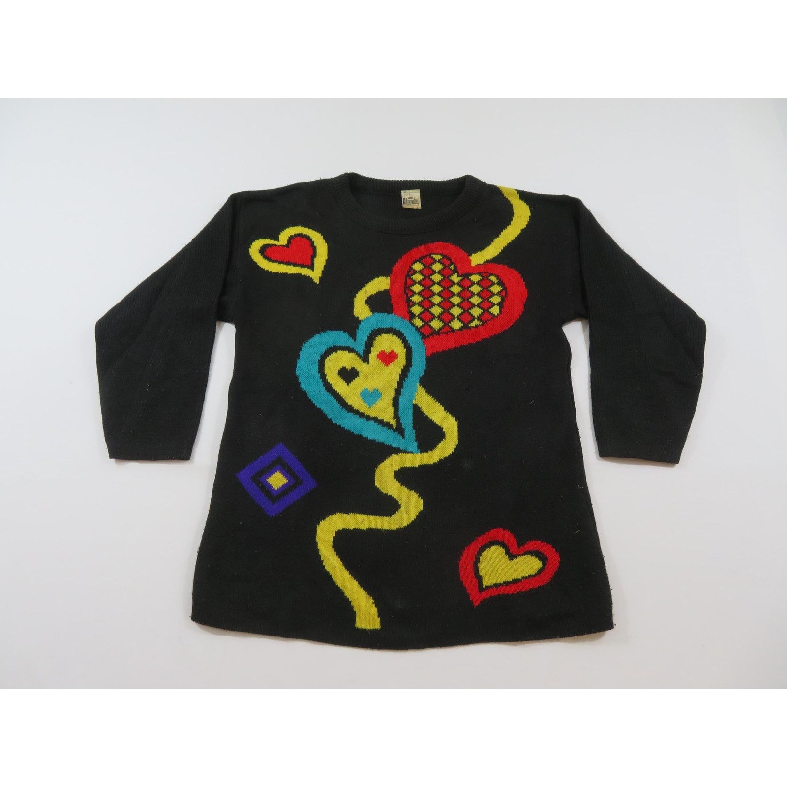 Other Acrylic Heart Sweater, Made in England, Sz M? 1980s Size M / US 6-8 / IT 42-44 - 1 Thumbnail