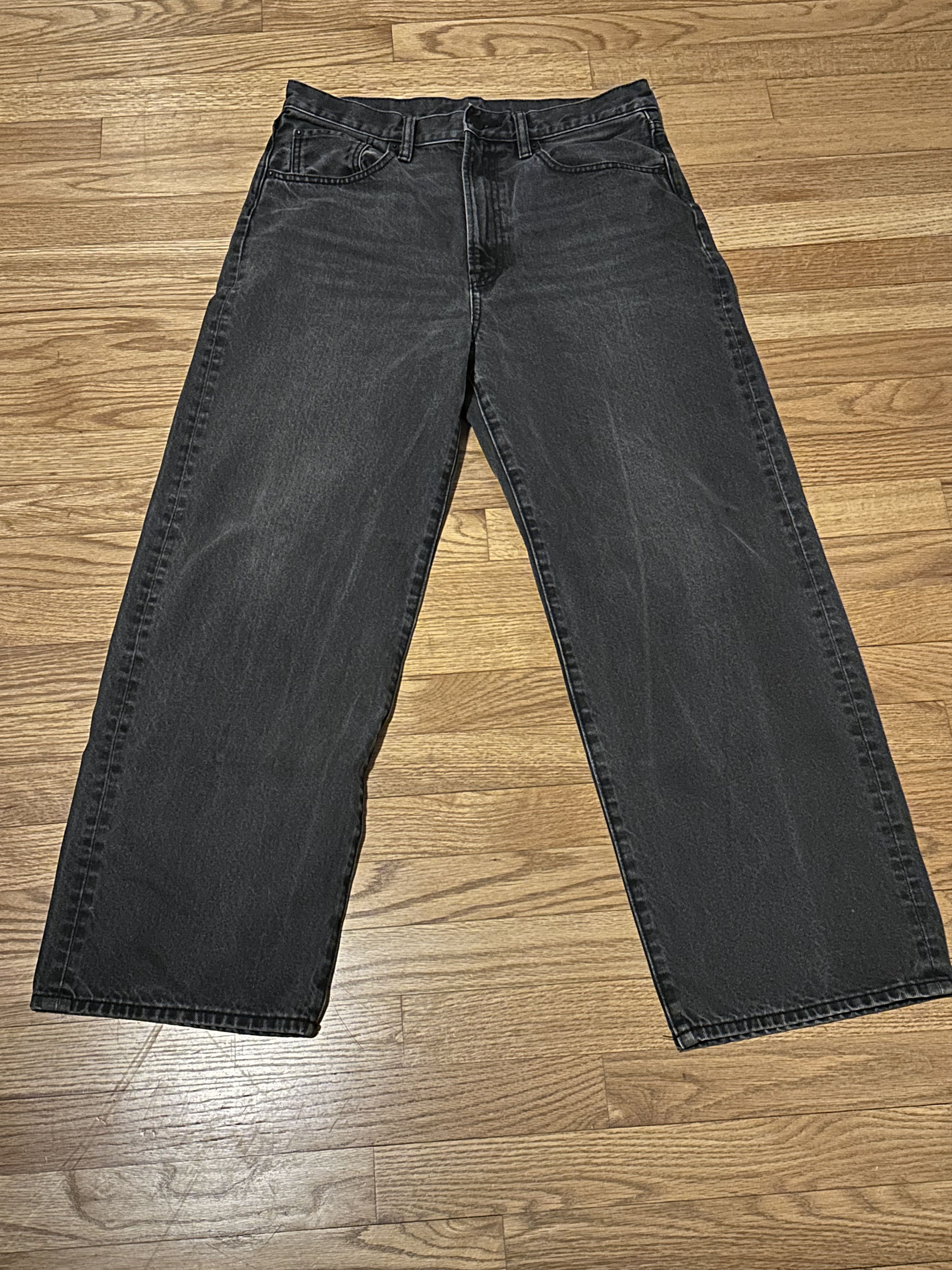 GU GU Dark Gray Oversized/Baggy Men's Jeans (from Japan) Size US 31 - 1 Thumbnail