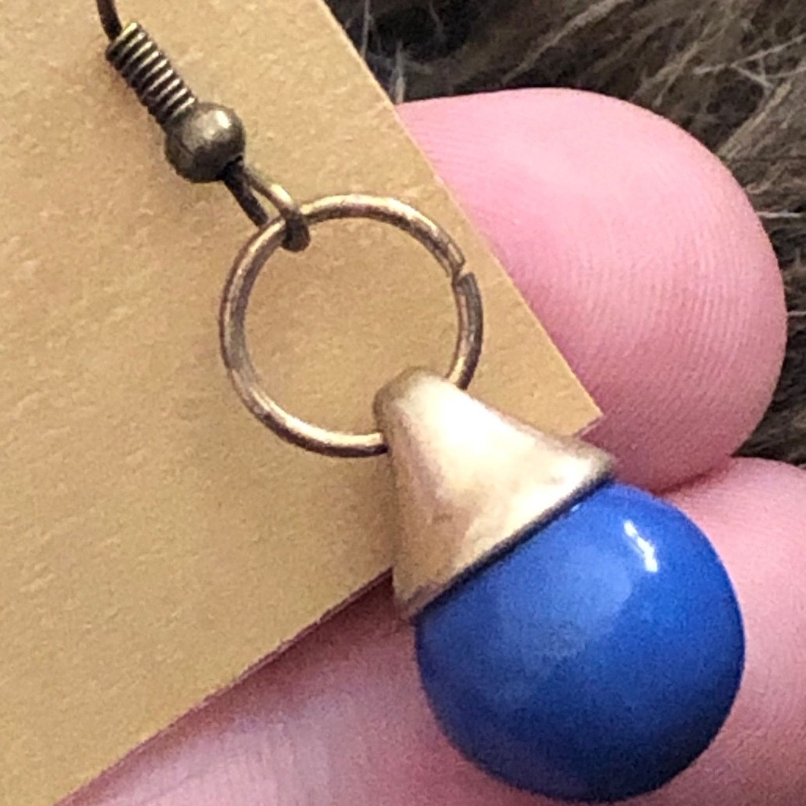 Vintage Vintage repurpose blue glass ball earrings Size ONE SIZE - 3 Thumbnail