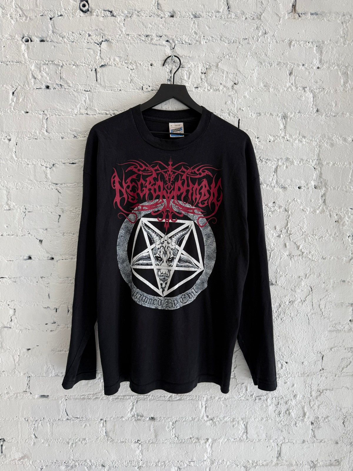 Vintage 1990s NECROPHOBIC ‘SPAWNED BY EVIL’ L/S TEE Size US XL / EU 56 / 4 - 1 Thumbnail