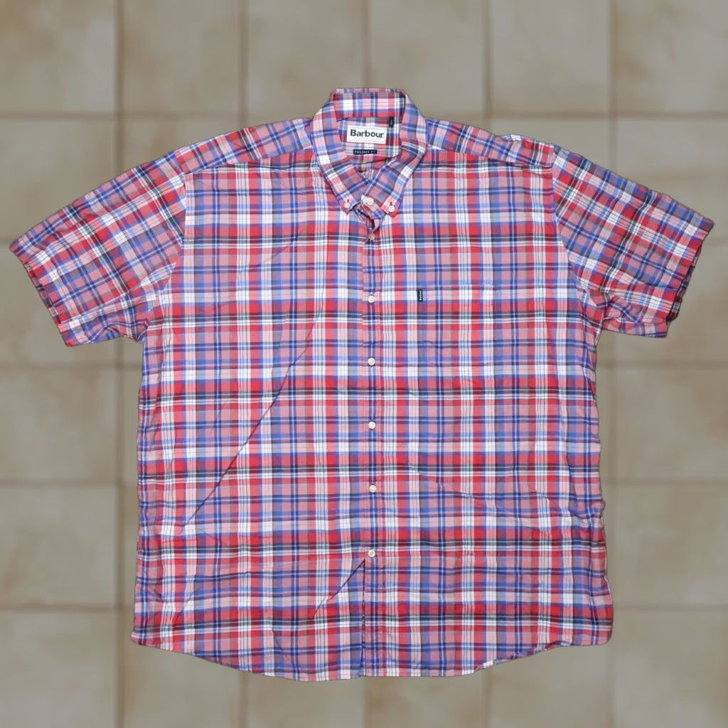 Barbour Barbour Shirt Mens 2XL Red Plaid Short Sleeve Button-Up Tailored Fit Collar-Down Size US XXL / EU 58 / 5 - 1 Thumbnail