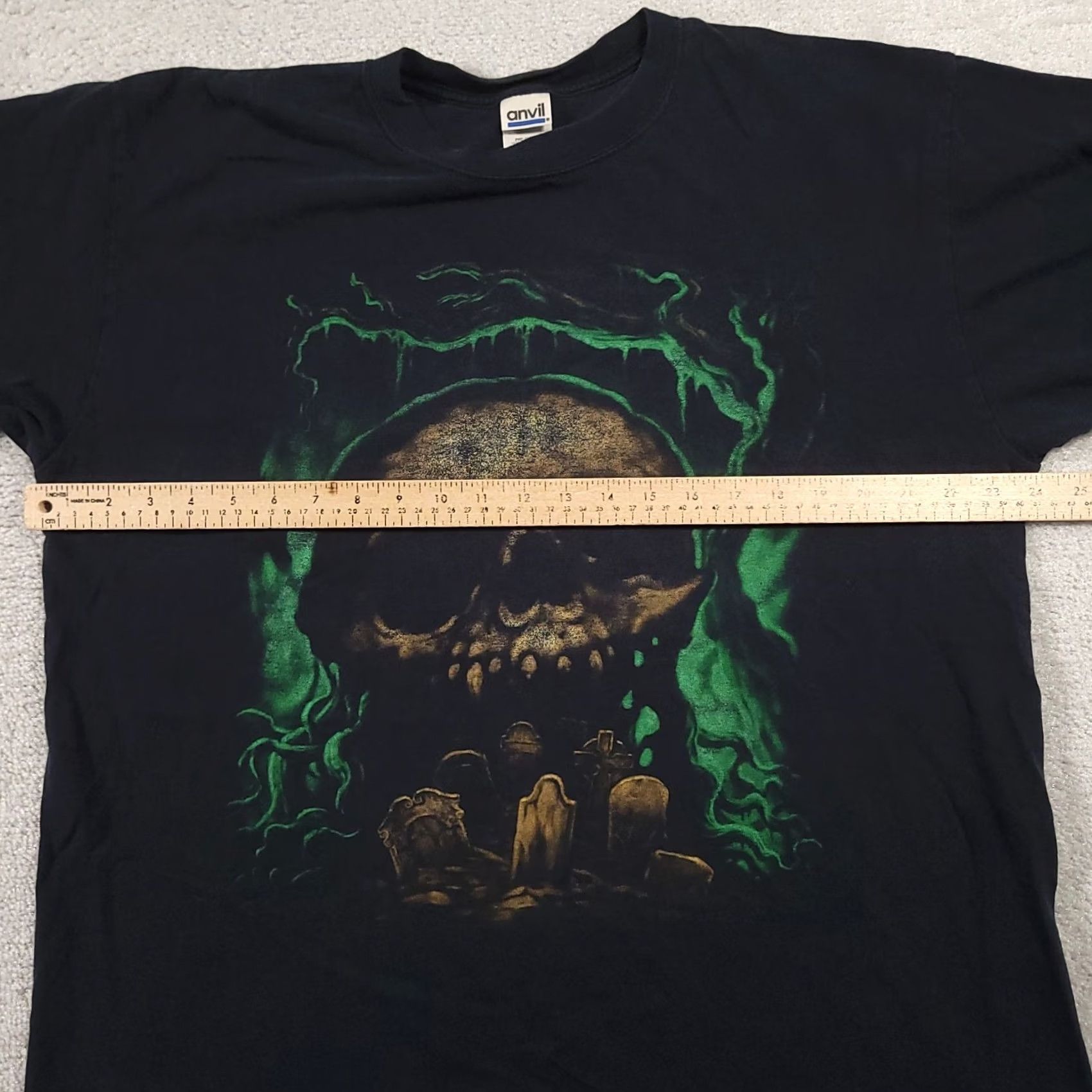 Anvil VINTAGE Anvil Skull T-Shirt XL Wes Benscoter Art Horror Cemetery Graves Metal Black Shirt Mens XL Skull T-Shirt 90s Art Horror Licensed? Size US XL / EU 56 / 4 - 3 Thumbnail