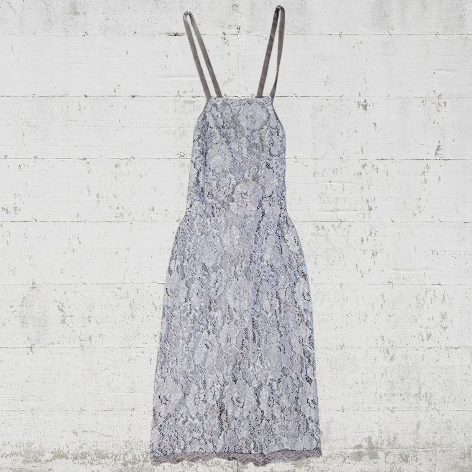 Other Lulus Gray Lace Halter Dress Large Cocktail Mini Size L / US 10 / IT 46 - 2 Thumbnail