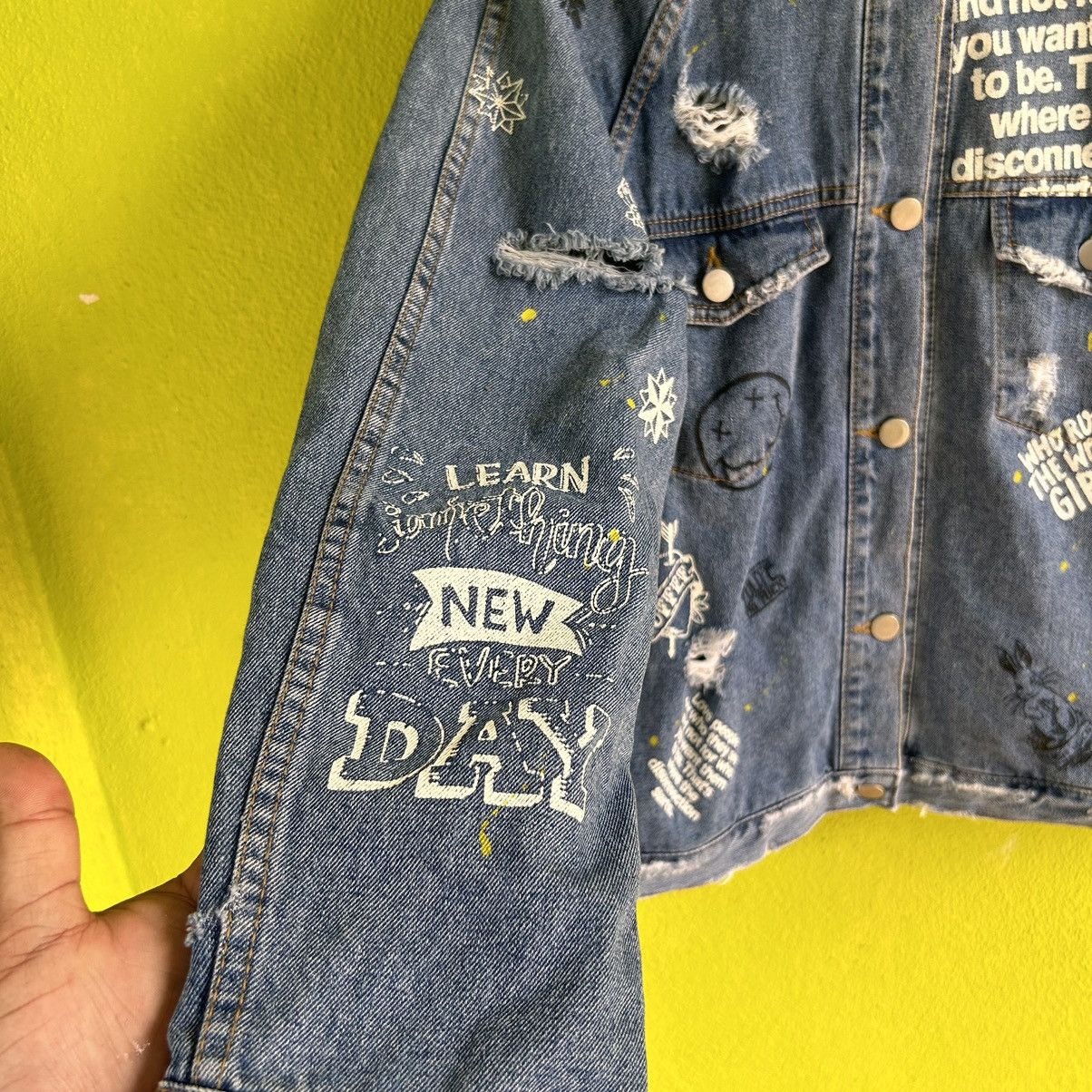 Vintage Vintage Japanese Brand Full Print Denim Jacket Size L / US 10 / IT 46 - 6 Thumbnail
