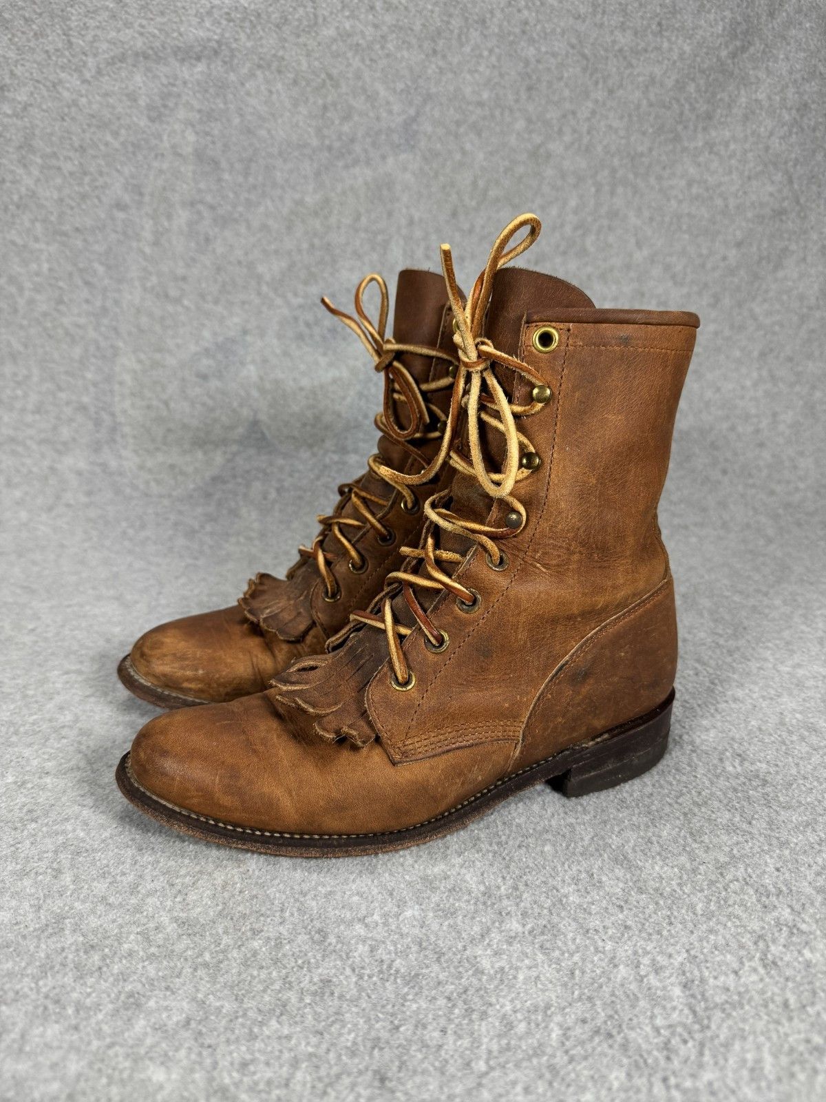 Justin Boots Justin Boots Womens 5 Brown Leather Lace Up Roper USA VTG Size US 5 / IT 35 - 7 Thumbnail