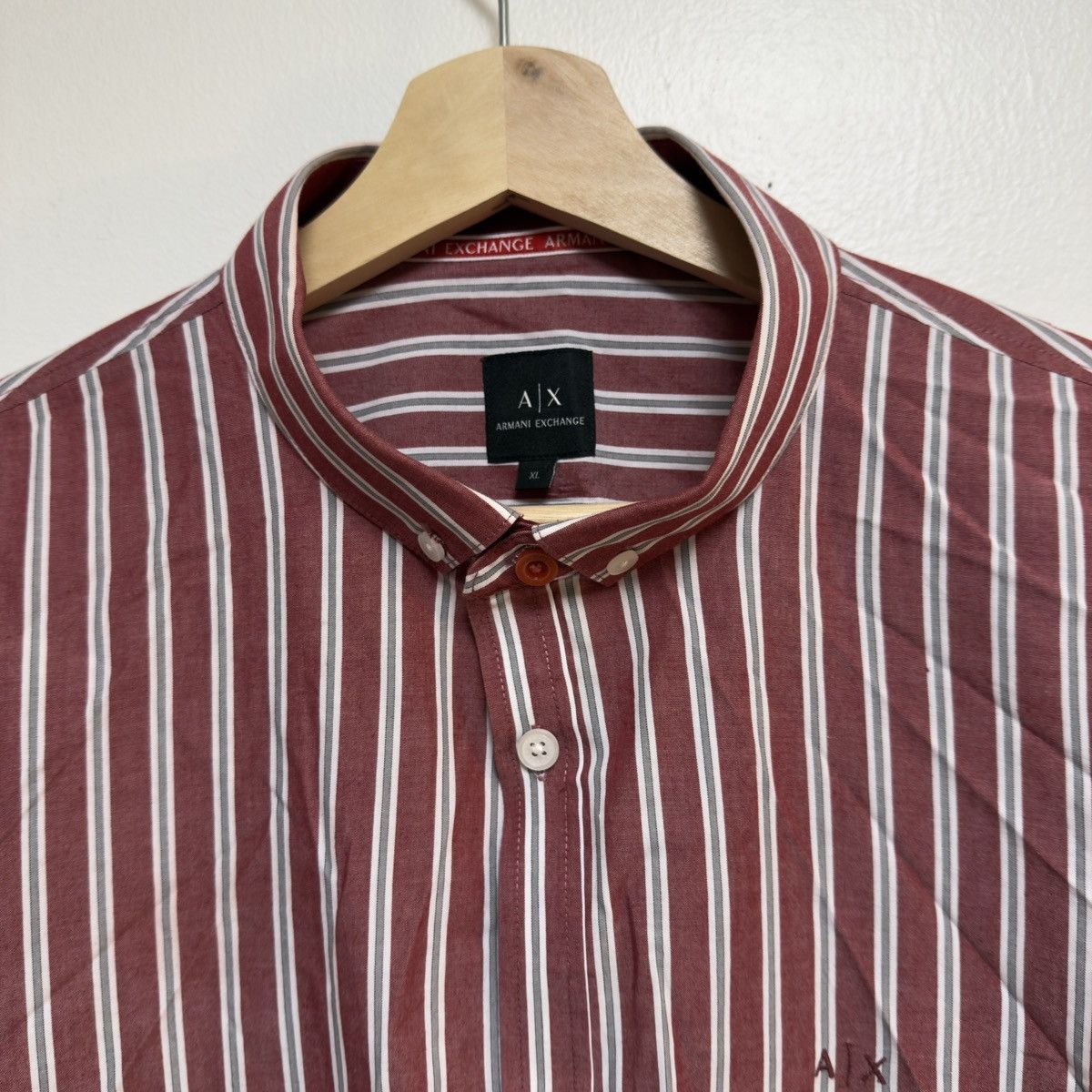 Armani × Vintage Vintage 90s Armani Striped Button Up Shirt XL Size US XL / EU 56 / 4 - 4 Thumbnail