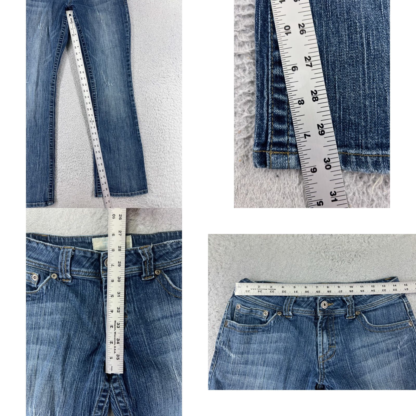 Vintage Maurines Women's Bootcut Jeans 5 Blue Denim Stretch Distressed Vintage Style Size 27" / US 4 / IT 40 - 8 Thumbnail
