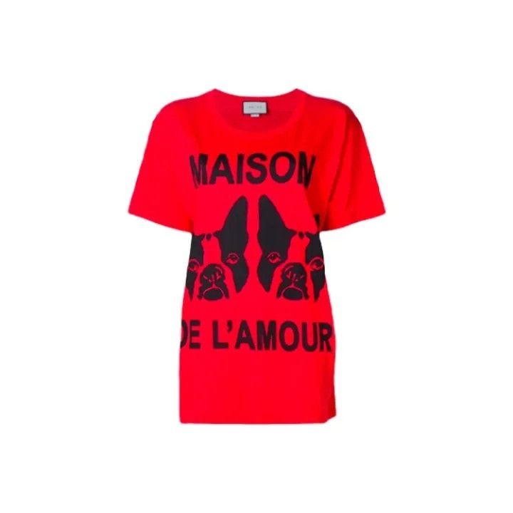 Gucci Gucci Red Printed Short Sleeve T-Shirt Size M / US 6-8 / IT 42-44 - 1 Thumbnail