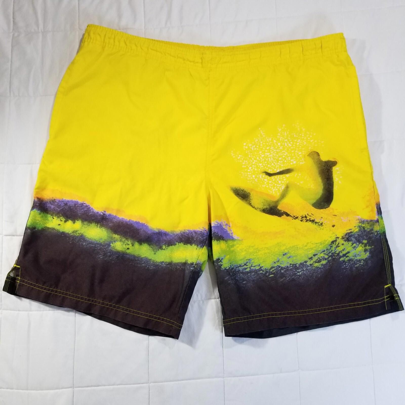 Old Navy Old School Navy Yellow Surfer Swim Shorts Large Size US 34 / EU 50 - 1 Thumbnail