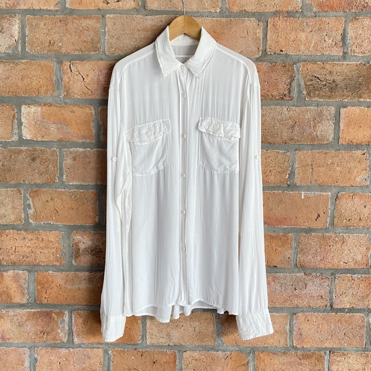 Designer × Japanese Brand G. O. A. White Classic Shirt with Roll-Up Sleeves Size M / US 6-8 / IT 42-44 - 3 Thumbnail