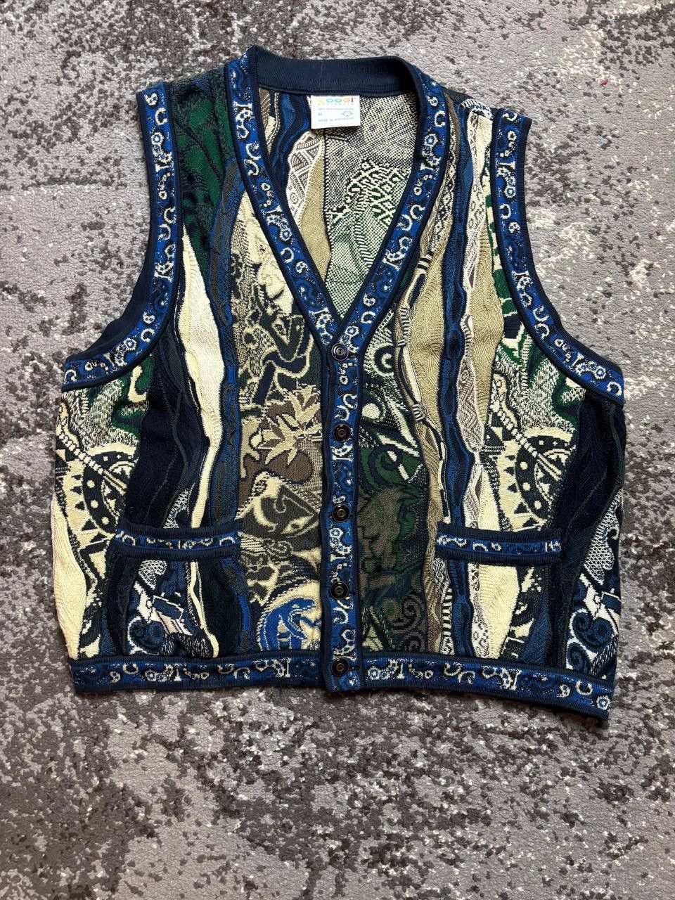 Vintage Coogi mercerised cotton knitted cardigan vest