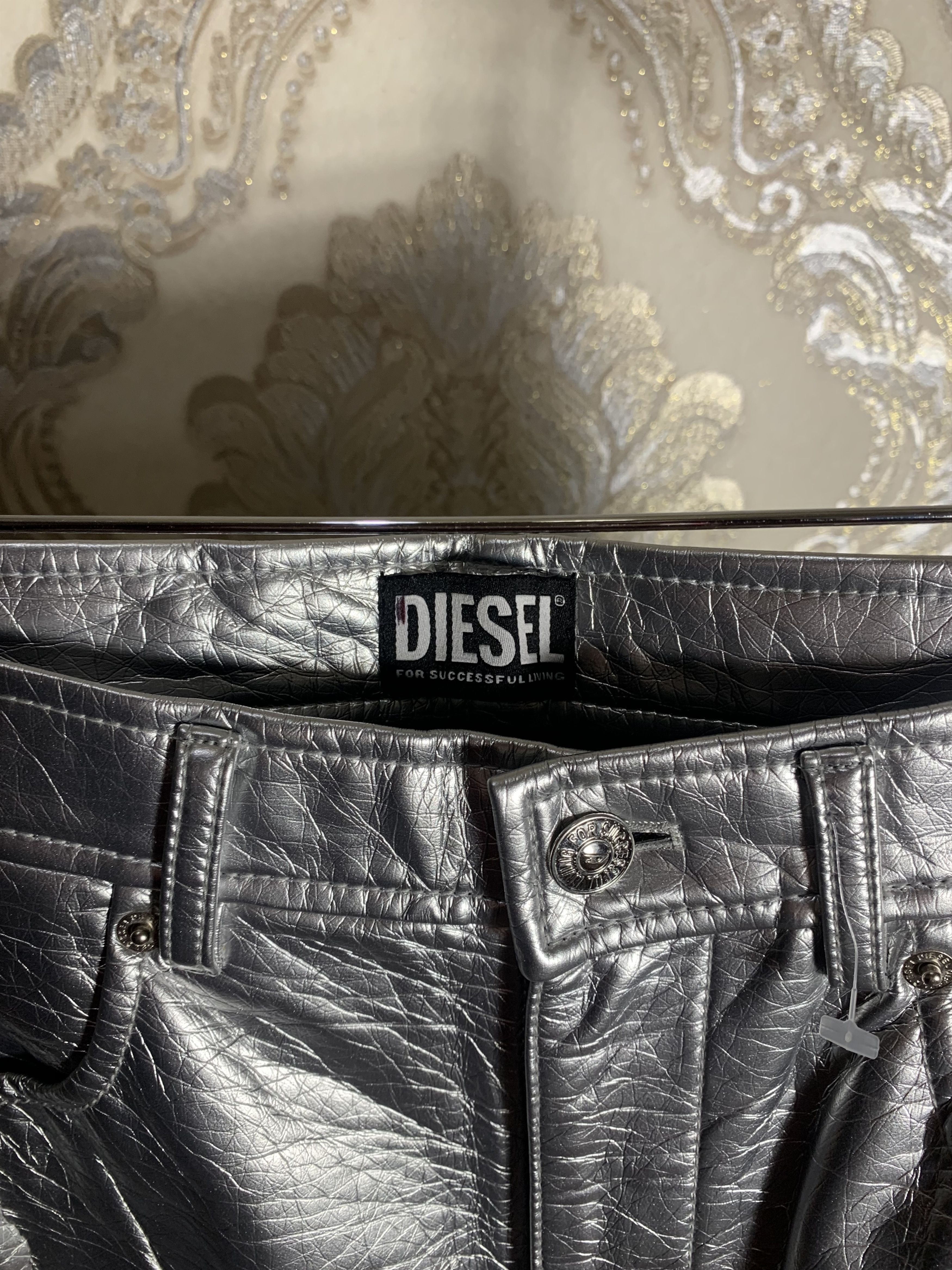 Diesel Black Gold VERY RARE DIESEL P-ARCY SILVER DESIGNER PANTS LUXURY Y2K Size 27" / US 4 / IT 40 - 3 Thumbnail