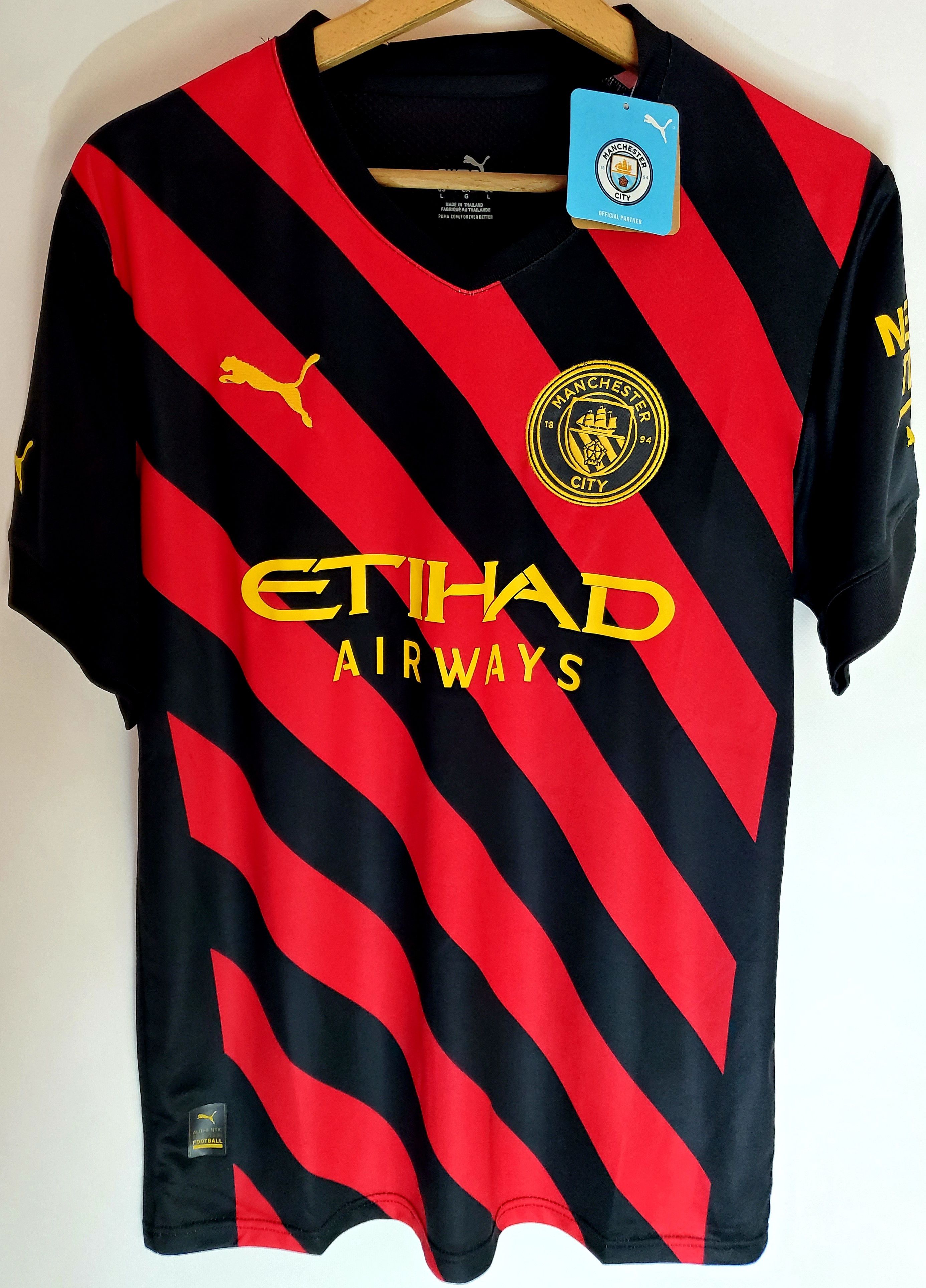 Nike MANCHESTER CITY 2022 2023 AWAY FOOTBALL SOCCER JERSEY SIZE L Size US L / EU 52-54 / 3 - 2 Thumbnail
