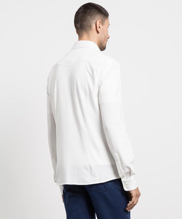 Brunello Cucinelli o1w1db10725 Cotton Leisure Fit Shirt in White Size US XL / EU 56 / 4 - 3 Thumbnail
