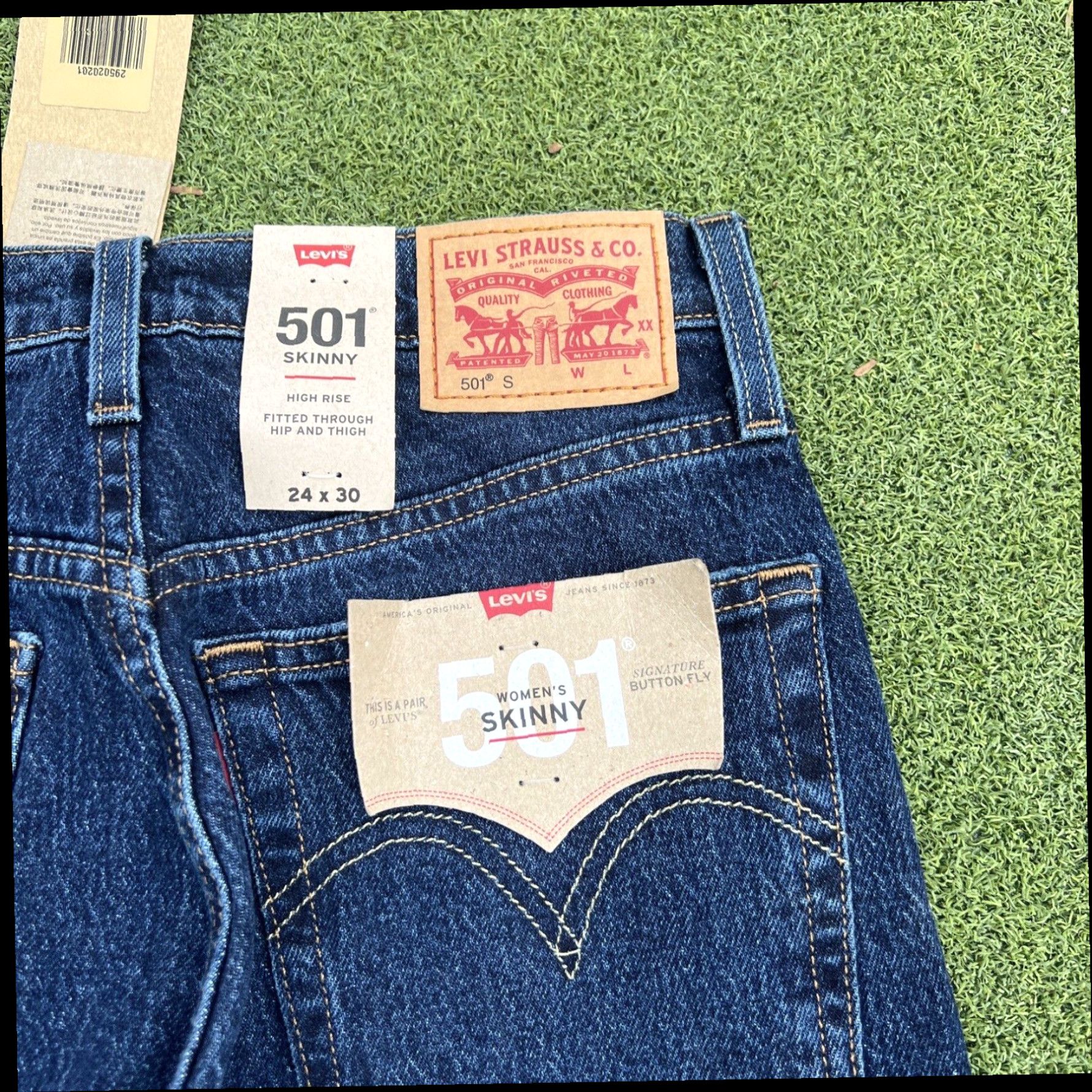 Levi's Levi Strauss & Co. Women's Light Wash High Rise 501 Skinny Jeans Size 24X30 Size 42" / US 20 - 3 Thumbnail