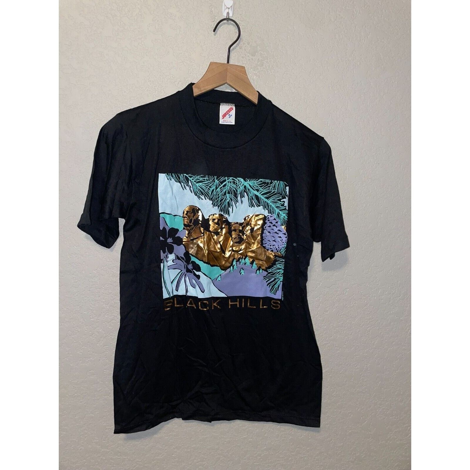 Jerzees Vintage Mount Rushmore Shirt Black Hills Graphic Black Tee Size US M / EU 48-50 / 2 - 1 Thumbnail