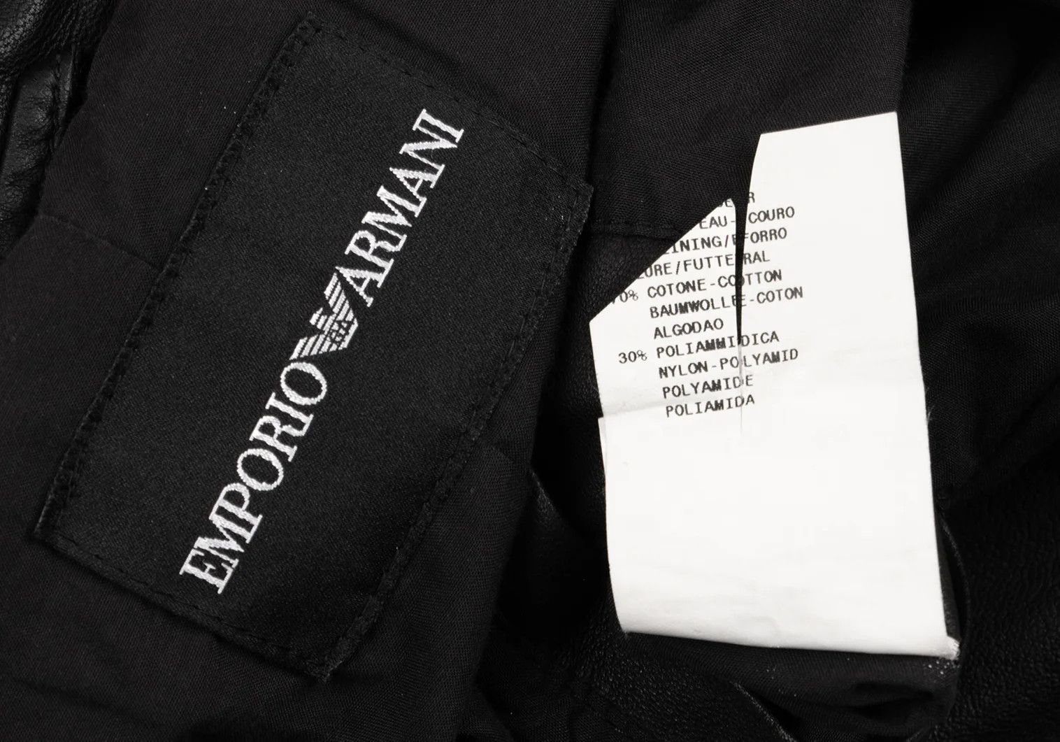Emporio Armani Back Cutwork Design Leather Tailored Jacket Black 46 Size US S / EU 44-46 / 1 - 17 Thumbnail