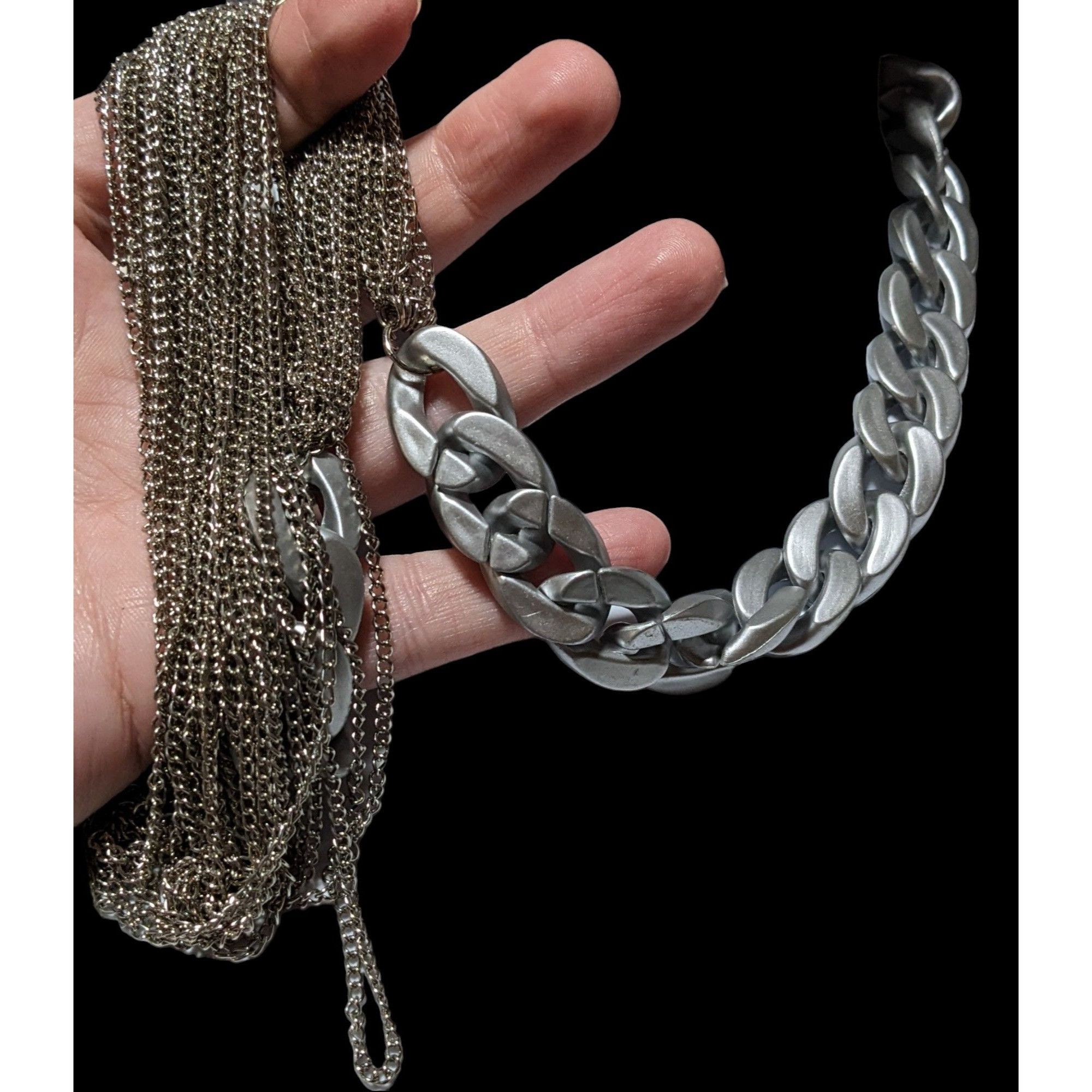 Other Silver Chain Costume Statement Necklace Size ONE SIZE - 8 Thumbnail