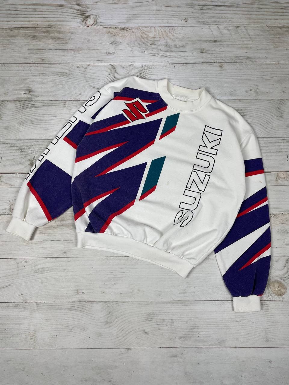 image of Formula Uno x Racing Vintage Suzuki Racing Sweatshirt F1 Big Logo Motorcycle Y2K in White (Size XL)