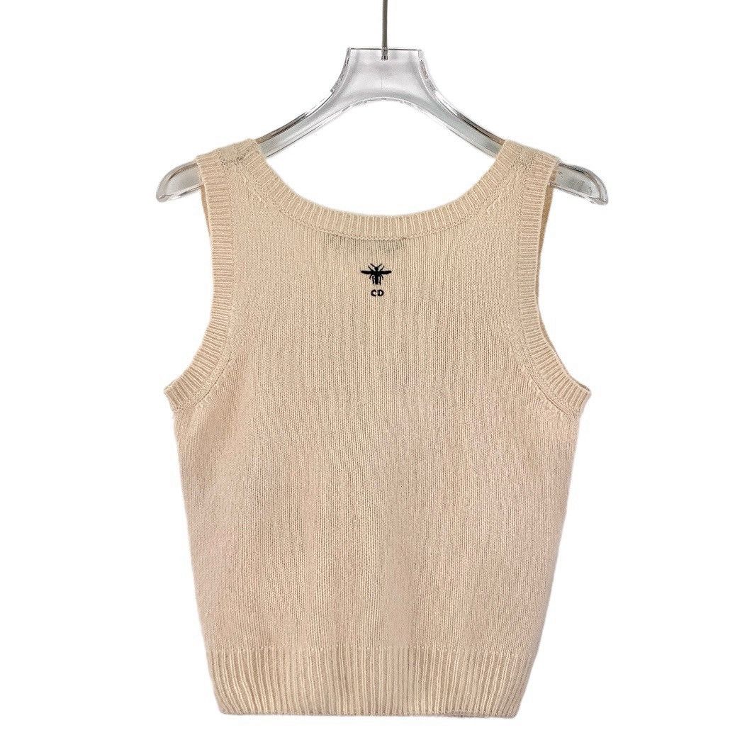 Dior Dior Beige Cashmere Crew Neck Sleeveless Knit Vest K26WX Size XS / US 0-2 / IT 36-38 - 2 Thumbnail