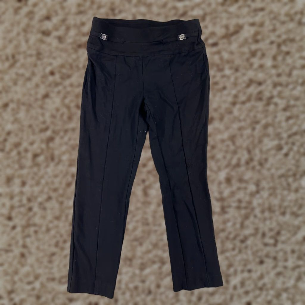 Nine West Nine West Pants Womens Petite Small Black Pull On Knit Flat Front Straight Leg Chino Style 30in Inseam PS Womens Black Knit Pants Size 28" / US 6 / IT 42 - 1 Thumbnail