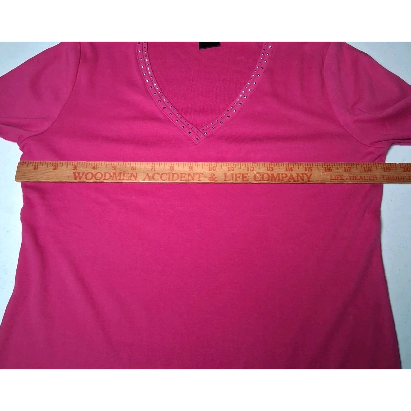 Vintage Rafaella Shirt Women M V-Neck Pink Knit Cotton Long Sleeve Studded NEW Size M / US 6-8 / IT 42-44 - 3 Thumbnail