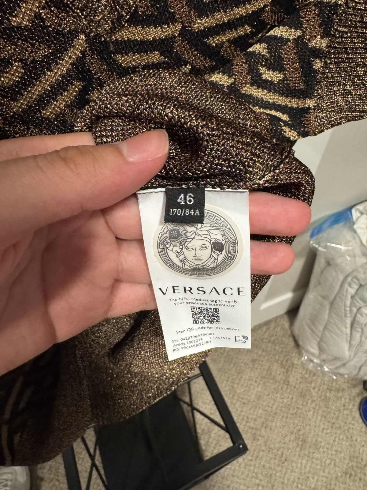 Versace Versace Black & Gold Jacquard Metallic Monogram Vest Size US S / EU 44-46 / 1 - 9 Thumbnail