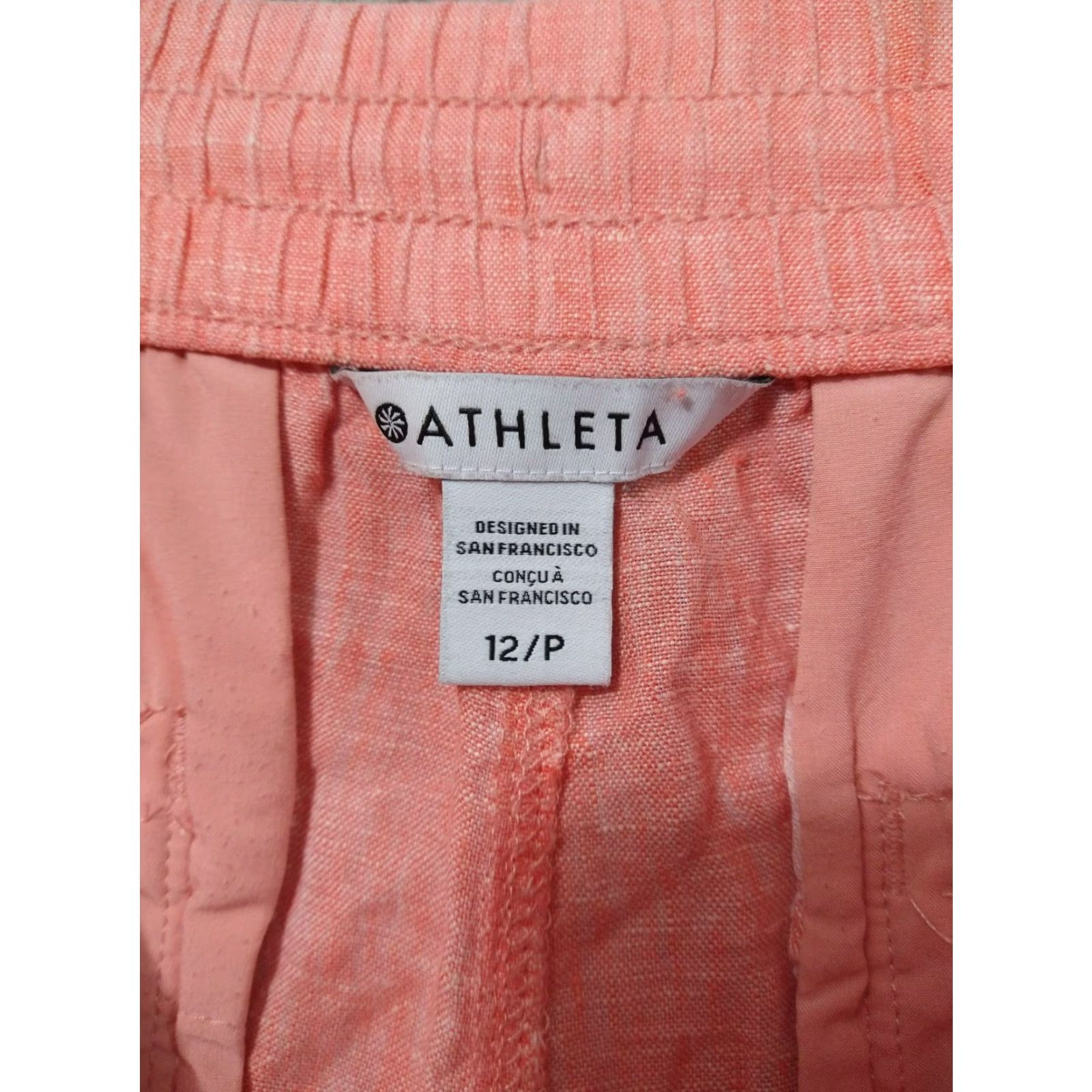 Athleta Athleta Pants Womens 12 Pink Linen Retreat High Rise Wide Leg Pull On Drawstring Size 34" / US 12 / IT 48 - 7 Thumbnail