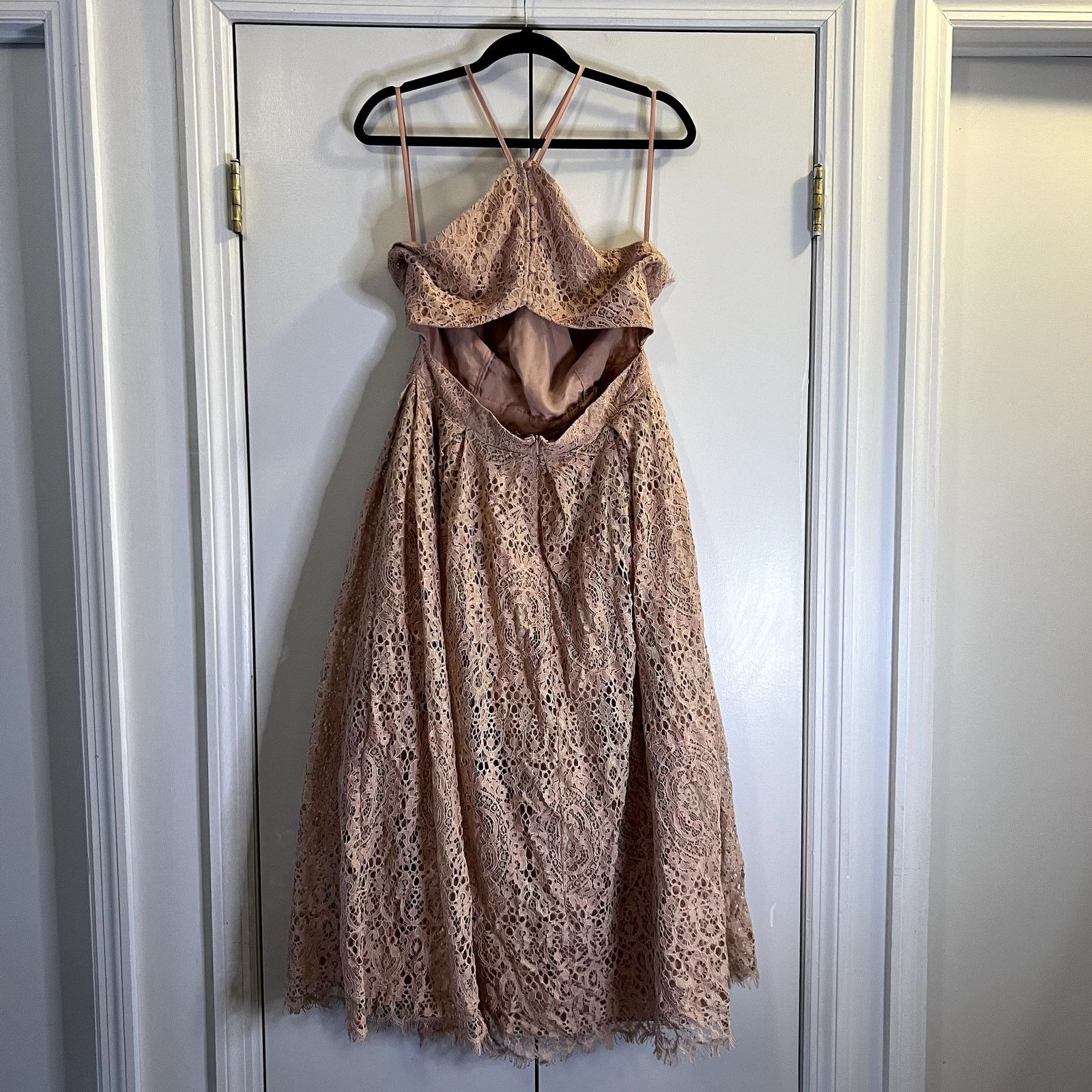 Asos Asos Pink Lace Midi Dress With Pinny Bodice Size 12 New Size XL / US 12-14 / IT 48-50 - 5 Thumbnail