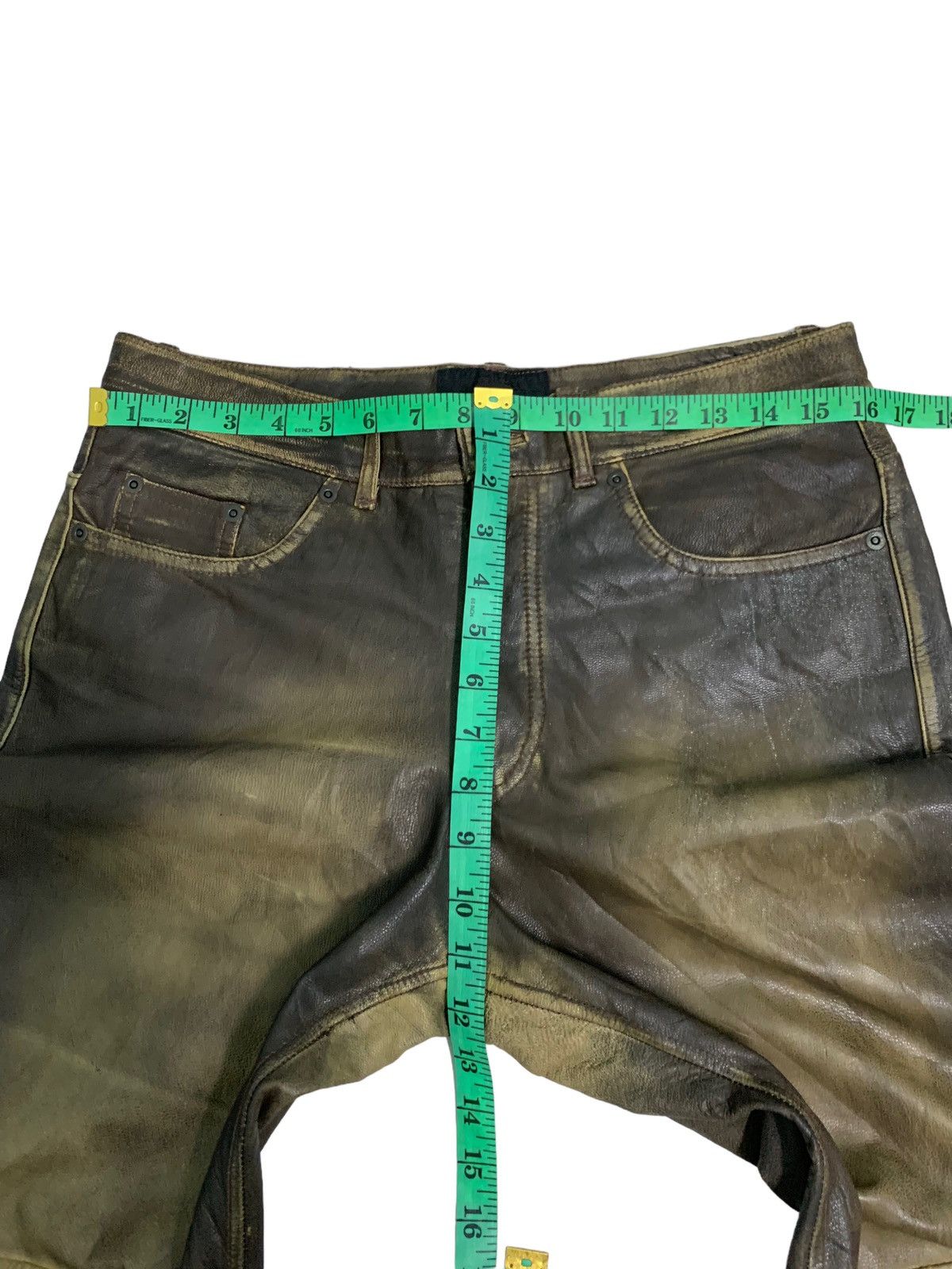 Japanese Brand 🔥Distressed Leather Cumtom Culture Biker Pants Size US 32 / EU 48 - 16 Thumbnail