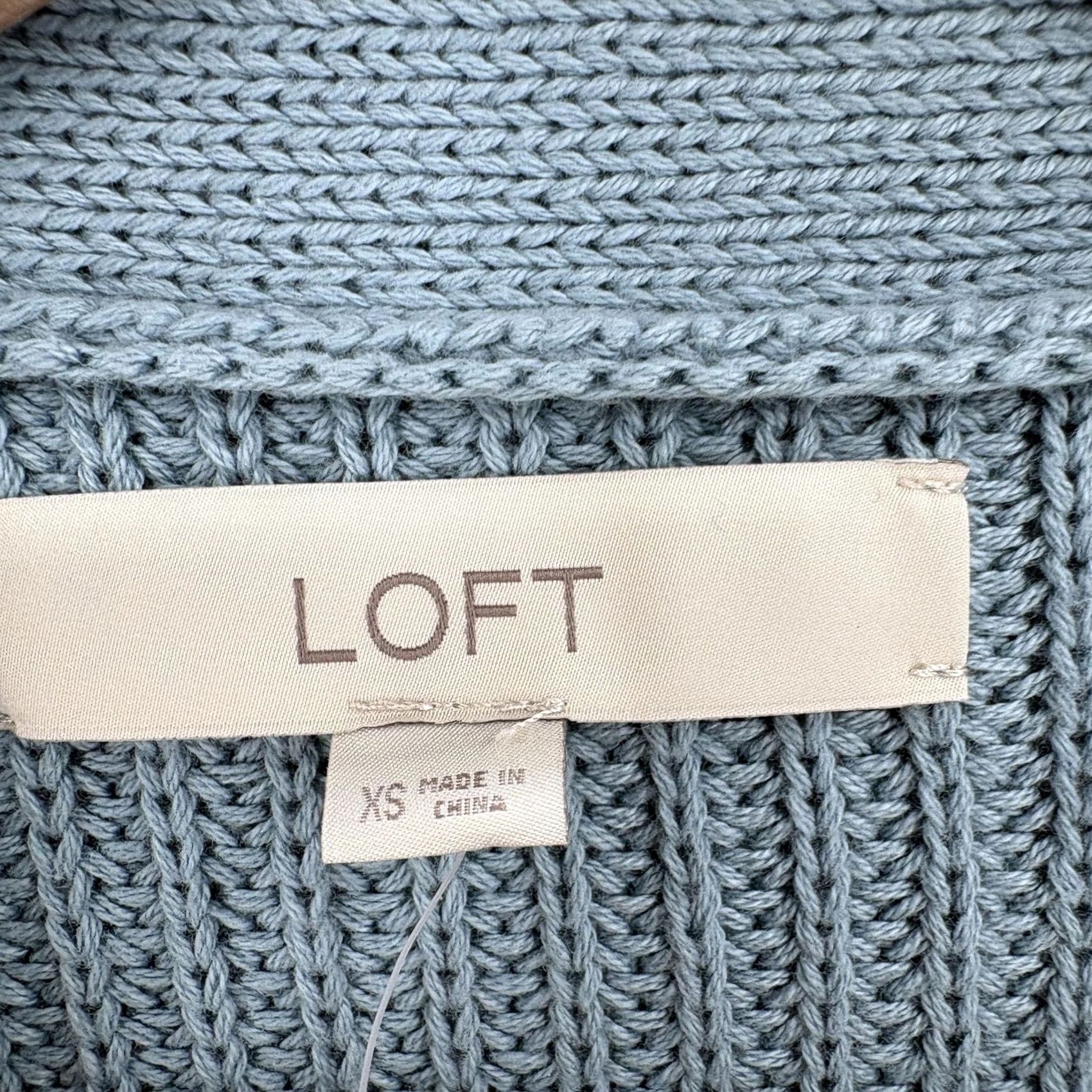 Loft VINTAGE LOFT Cardigan Sweater Womens XS Blue 100% Cotton Button Front Knit NWT Size XS / US 0-2 / IT 36-38 - 4 Thumbnail