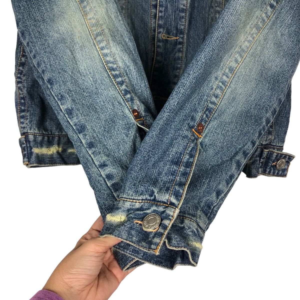 Japanese Brand 🔥Vtg Denim Biker Jacket Japan Blanket Lining Size US M / EU 48-50 / 2 - 15 Thumbnail
